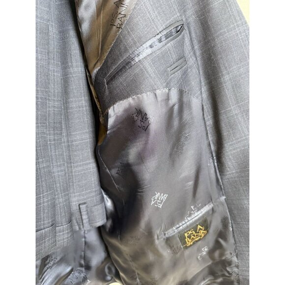 JOS A BANK Signature Gold Suit Men's 48R 42.5x30.5 Blue PLAID Check 100% Wool - Picture 6 of 16